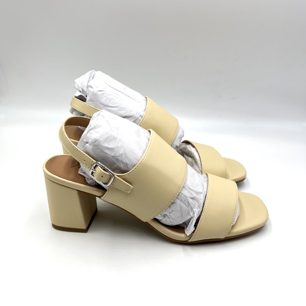 Aerosoles Womens Size 7.5 Emmex Cream Beige Slingback Block‎ Heels Sandals Shoes